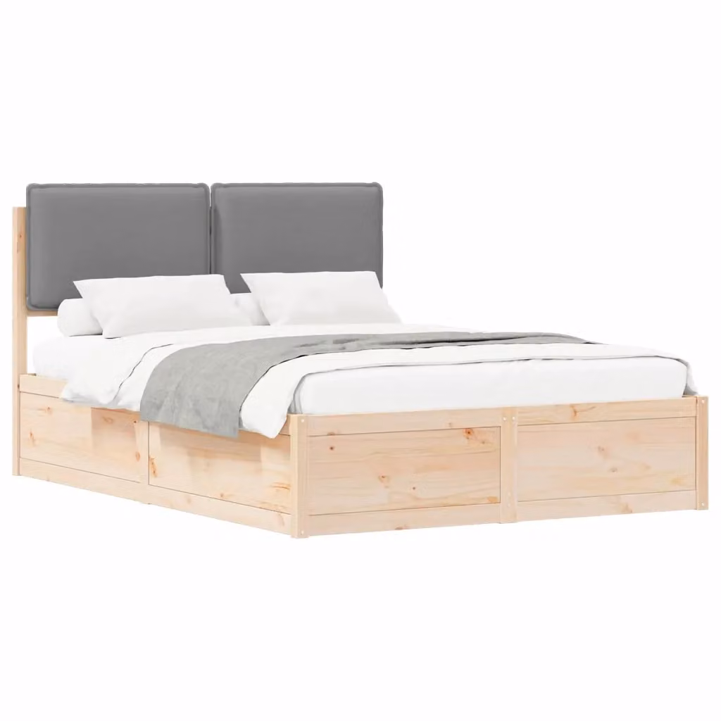 Letto vidaXL con testiera rivestita in tessuto grigio e struttura in legno di pino L: 142 cm, P: 195,5 cm, H: 93 cm – 2