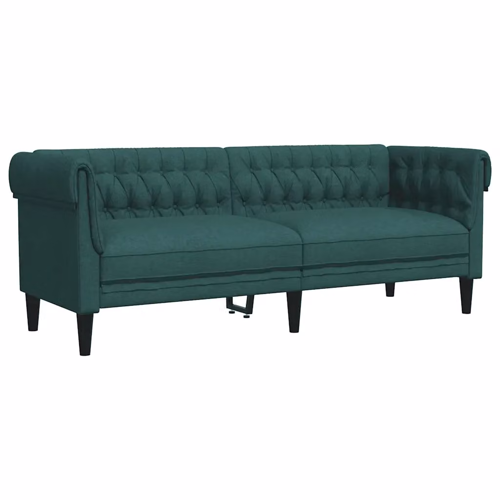 Divano Chesterfield a 3 posti vidaXL in tessuto verde con struttura in legno e schiuma – 2