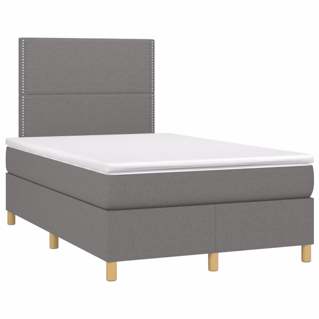 Giroletto a Molle con Materasso Grigio Scuro 120x190cm Tessuto