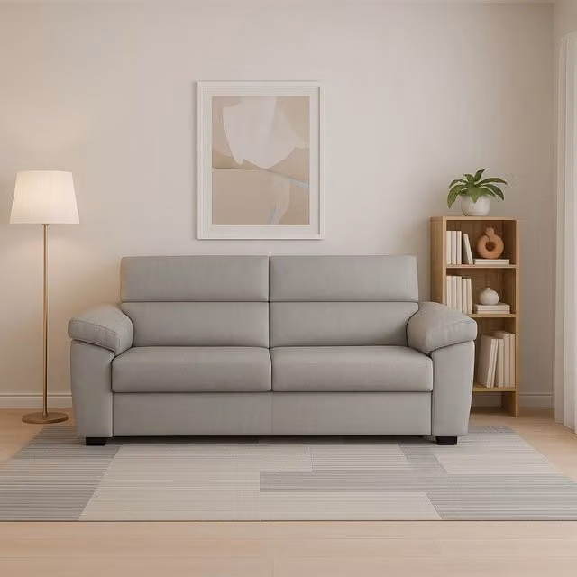 Divano Fisso 2 Posti Gorreto DMORA Grigio Chiaro, Made in Italy, L: 205 cm, P: 95 cm, H: 100 cm – 1