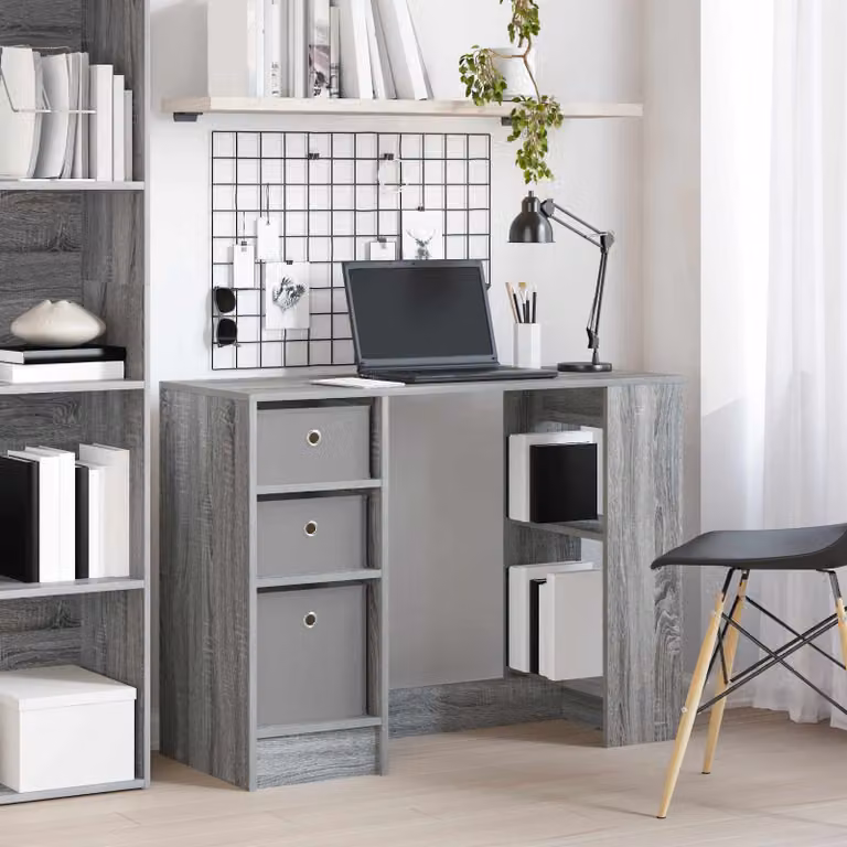 Scrivania moderna vidaXL in legno MDF grigio L 100 x P 40 x H 75 cm