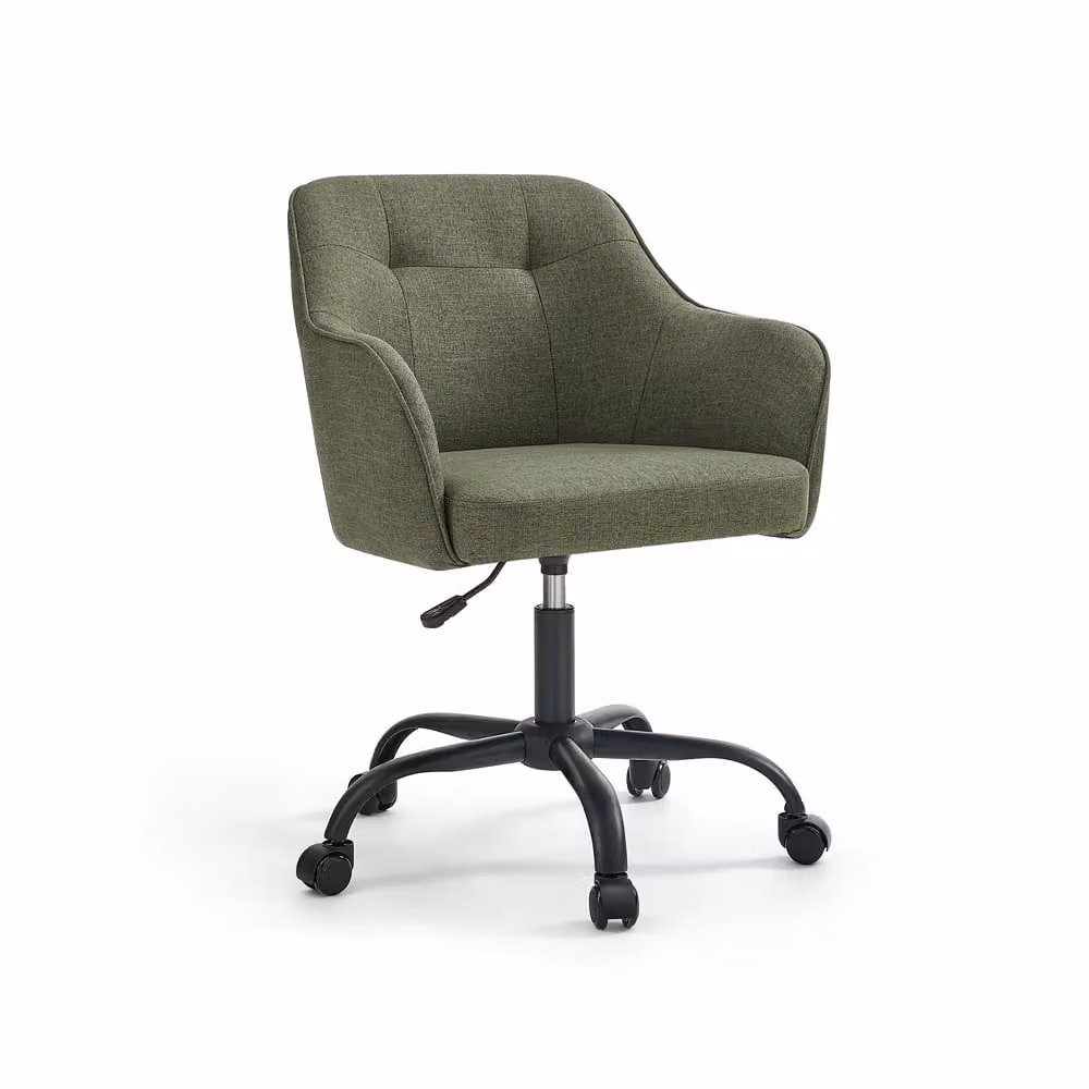 Sedia da Studio di Tessuto Cotone-lino Grigio, Verde