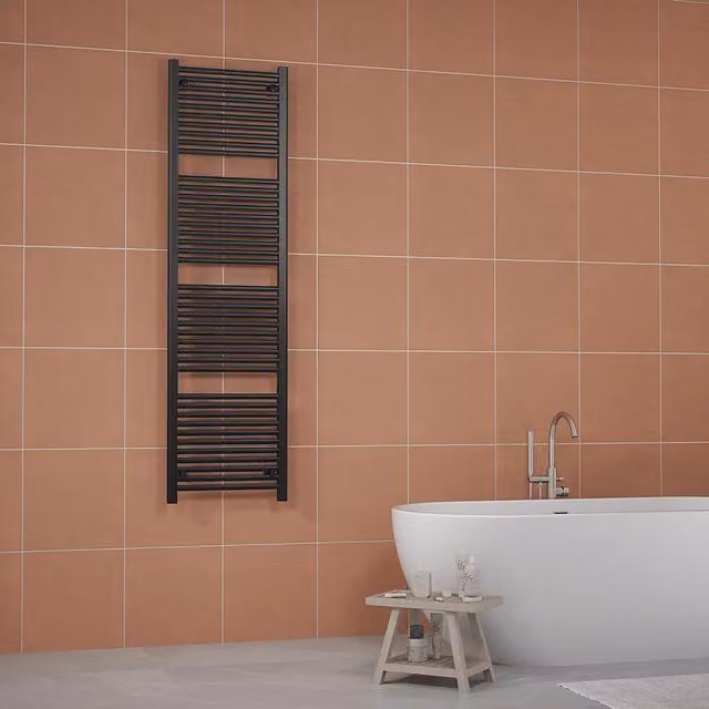 Termoarredo scaldasalviette Parama Antares in metallo nero opaco, H: 180 cm, L: 50 cm, interasse 45 cm