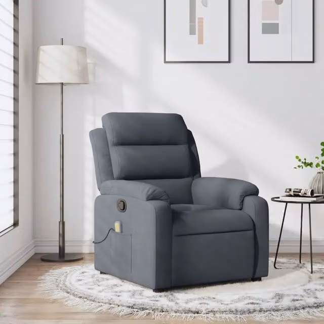 Poltrona reclinabile relax vidaXL in velluto grigio con braccioli e struttura in legno e metallo