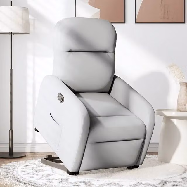 Poltrona Alzapersona Reclinabile Elettrica vidaXL Grigia con Braccioli e Funzione di Assistenza al Sollevamento