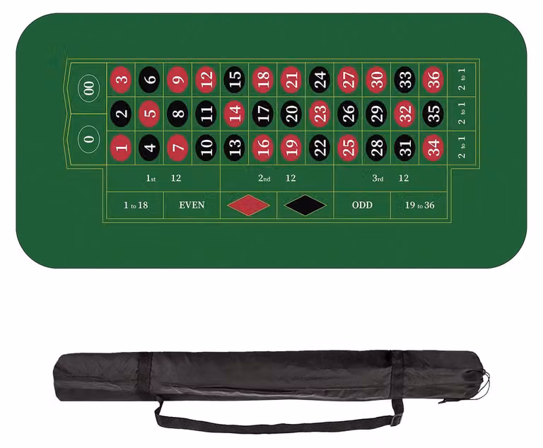 Tappetino per tavolo da poker - Roulette verde, 180 x 90 cm - per 8 giocatori - in acciaio