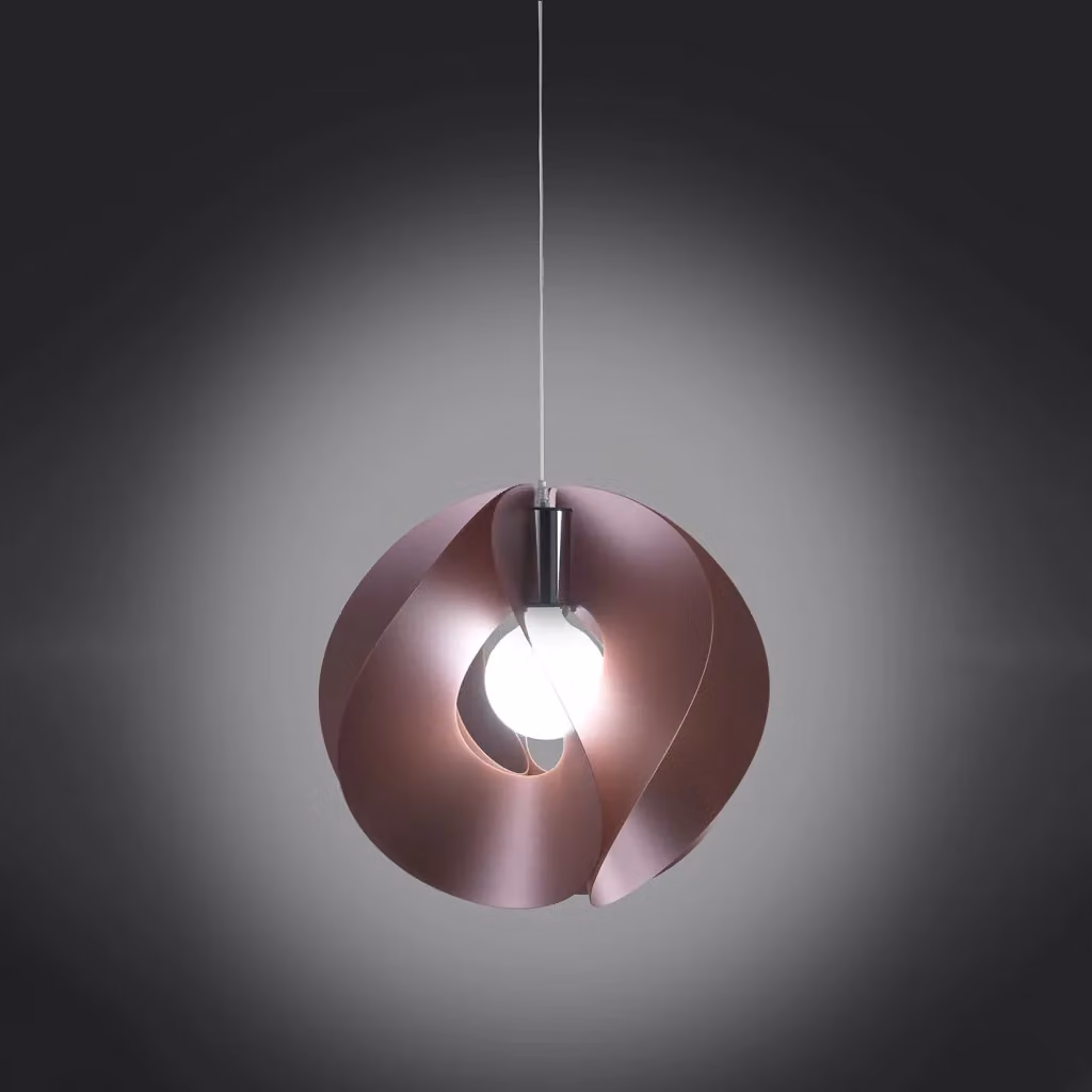 Lampada a sospensione moderna Atom Polilux Linea Zero in metallo e plastica rosa e cromo con attacco E27 – 2
