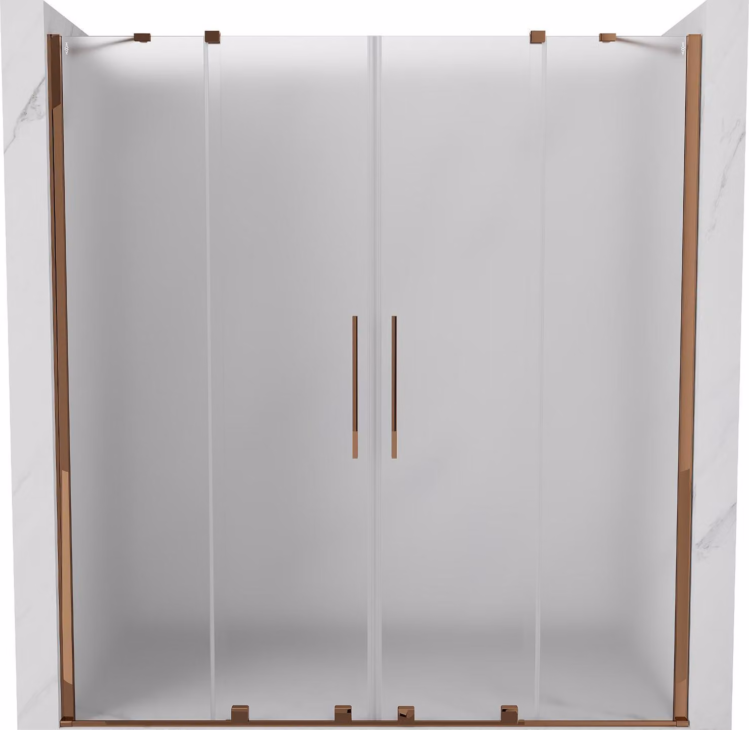 Mexen Velar Duo porta doccia scorrevole 200 cm, brina, oro rosa - 871-200-000-32-60