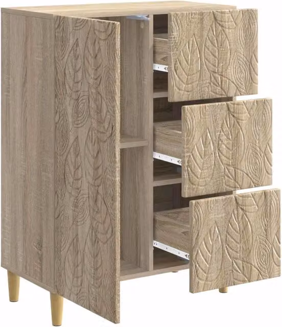 Credenza Buffet da pranzo in legno ingegnerizzato Rovere Sonoma marrone L: 66 cm, P: 34,5 cm, H: 90 cm