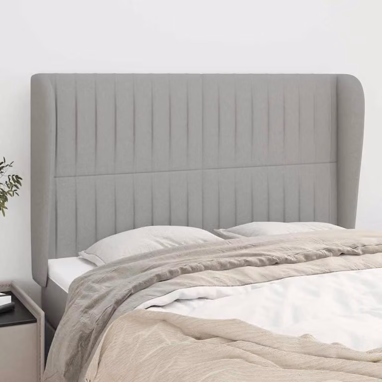 Testiera ad Orecchio vidaXL in Tessuto Grigio con Struttura in Legno L: 147 cm, P: 23 cm, H: 118-128 cm