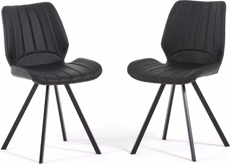 set di 2 sedie da interno in ecopelle con gambe in metallo nero - design moderno ed elegante, ergonomico, comodo e facile da pulire, ideale per la cucina, la sala da pranzo, l'ufficio o il ristorante - LUANA