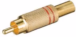 Connettore audio Goobay RCA e jack da 3,5 mm nei colori oro e rosso