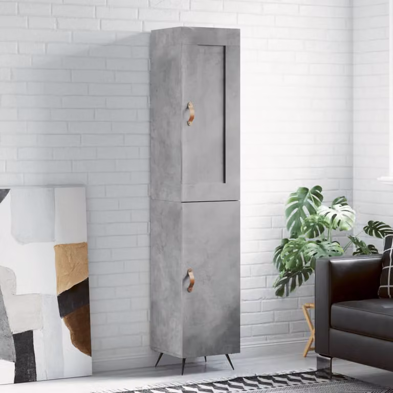 Credenza moderna vidaXL in legno e metallo grigio con ante a battente, L/P/H: 34,5 x 34,0 x 180 cm