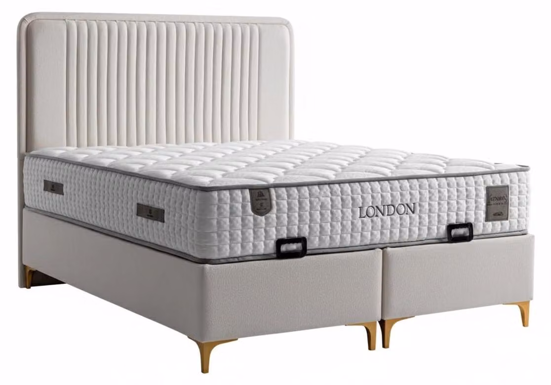 Letto con materasso in stile moderno, imbottitura morbida, con contenitore