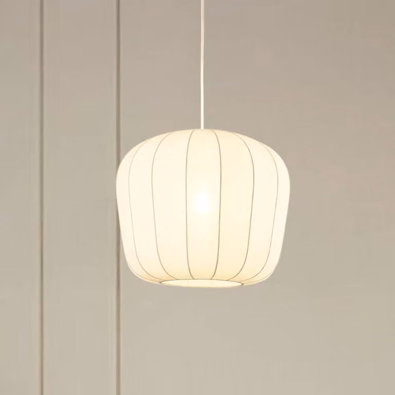 Lampada a sospensione Helin Lindby, dimmerabile, Bianco / Opale, Soggiorno / Sala da pranzo, Tessuto / Stoffa / Seta, Moderno, Lampada a sospensione