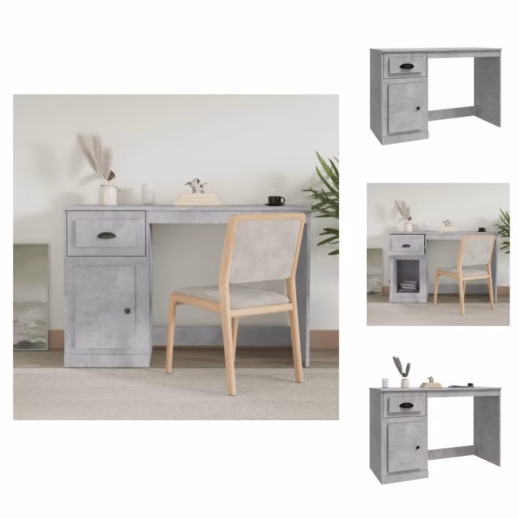 vidaXL Scrivania con cassetto grigio cemento 115x50x75 cm in legno - Scrivanie