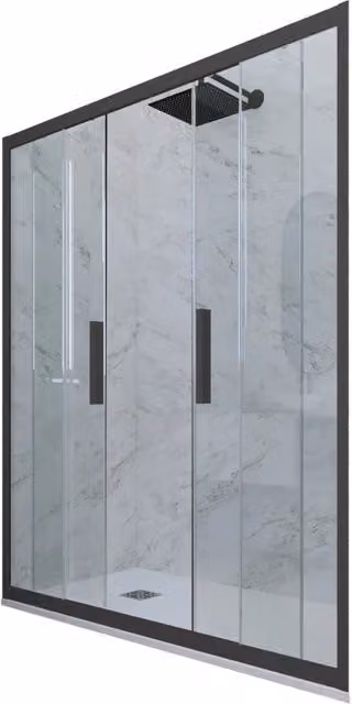 Porta doccia scorrevole a nicchia FORTE mod. Glam con vetro trasparente e profilo antracite L: 130 cm, H: 200 cm – 1