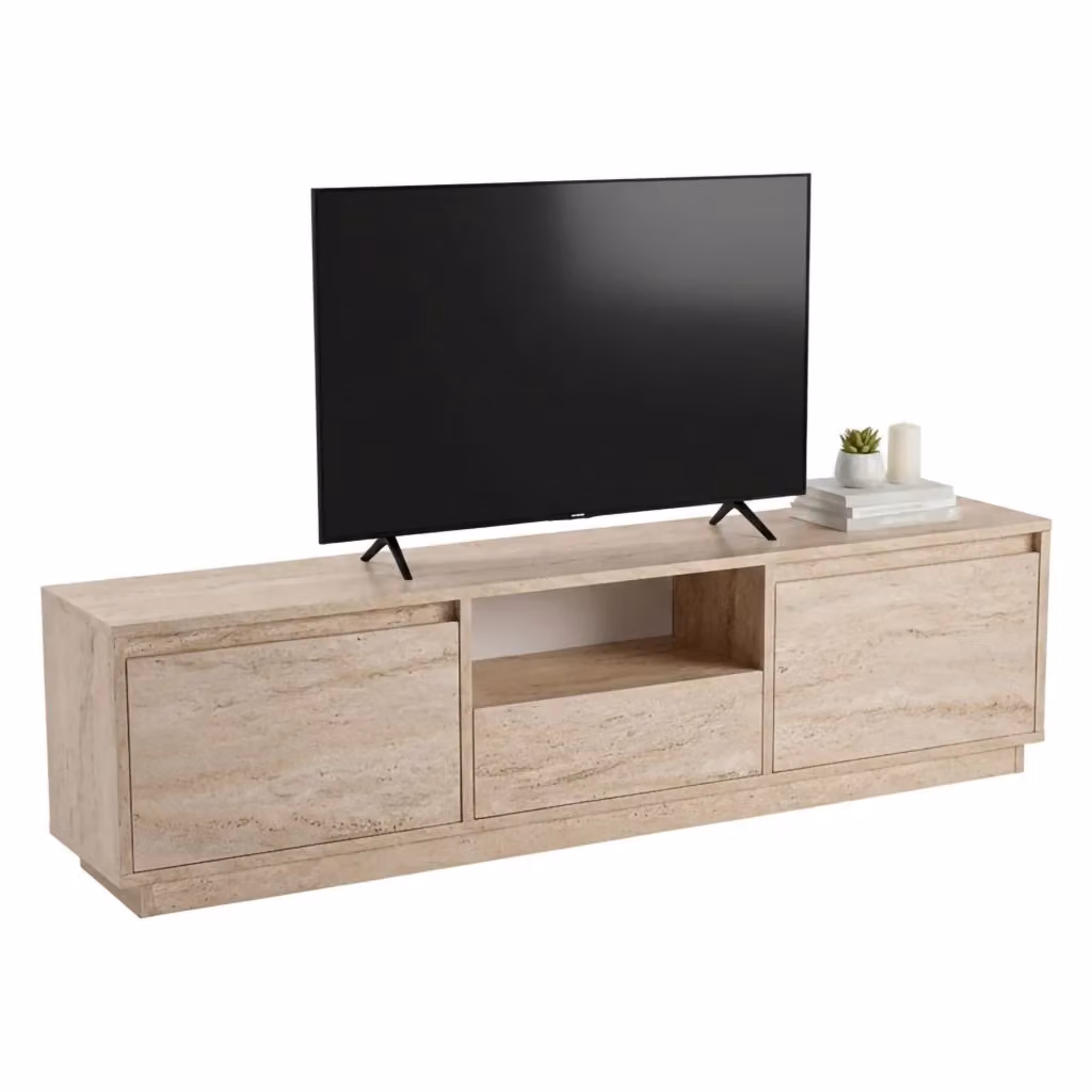 Mobile porta TV Morrigan DMORA, Credenza da soggiorno moderna in MDF Beige, L 160 x P 30 x H 42 cm – 2