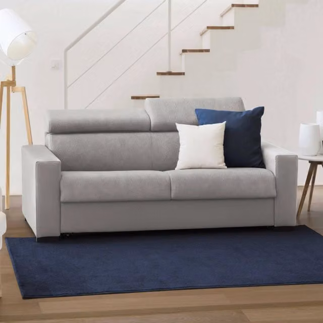 Divano Letto Annalara Talamo Italia 2 Posti Grigio con Coperture Sfoderabili e Poggiatesta Regolabile L: 180 cm, P: 95 cm
