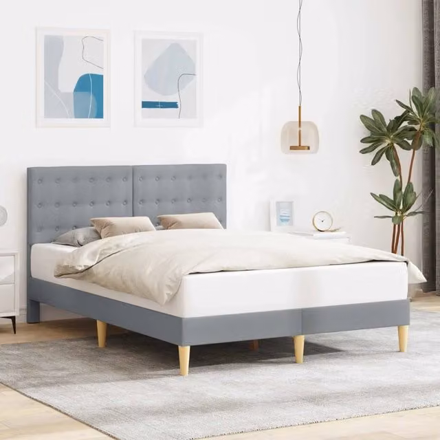 Struttura letto con giroletto in tessuto grigio DESIGN IN L/P: 140 x 200 cm – 1