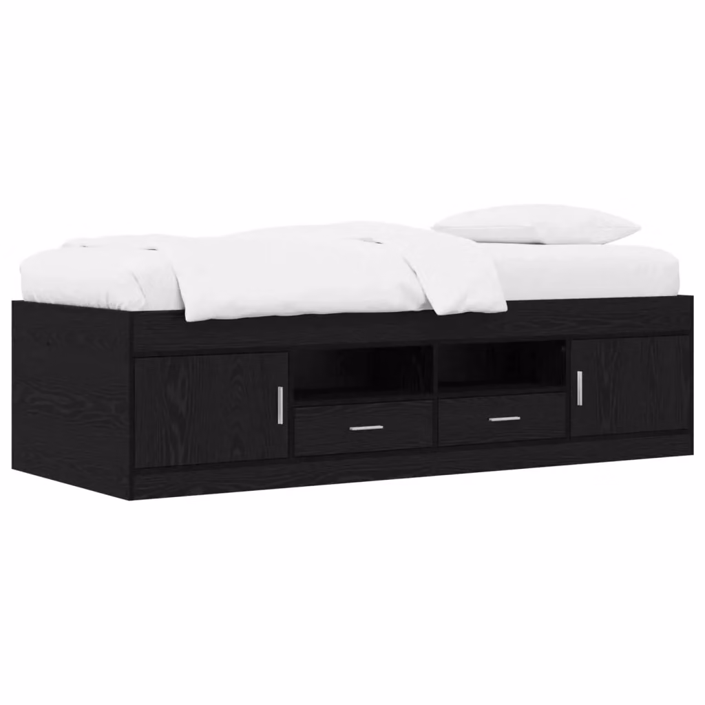 Letto con contenitore e cassetti vidaXL in legno nero L 200 x P 80 x H 83 cm – 2