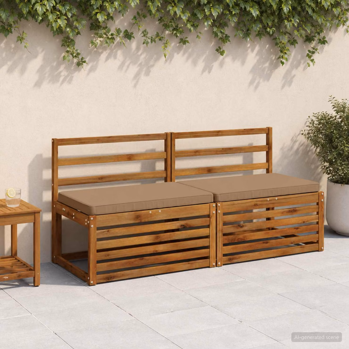 Set di 2 cuscini per panchina vidaXL VUGHT in poliestere, forma rettangolare, disponibili in beige o marrone