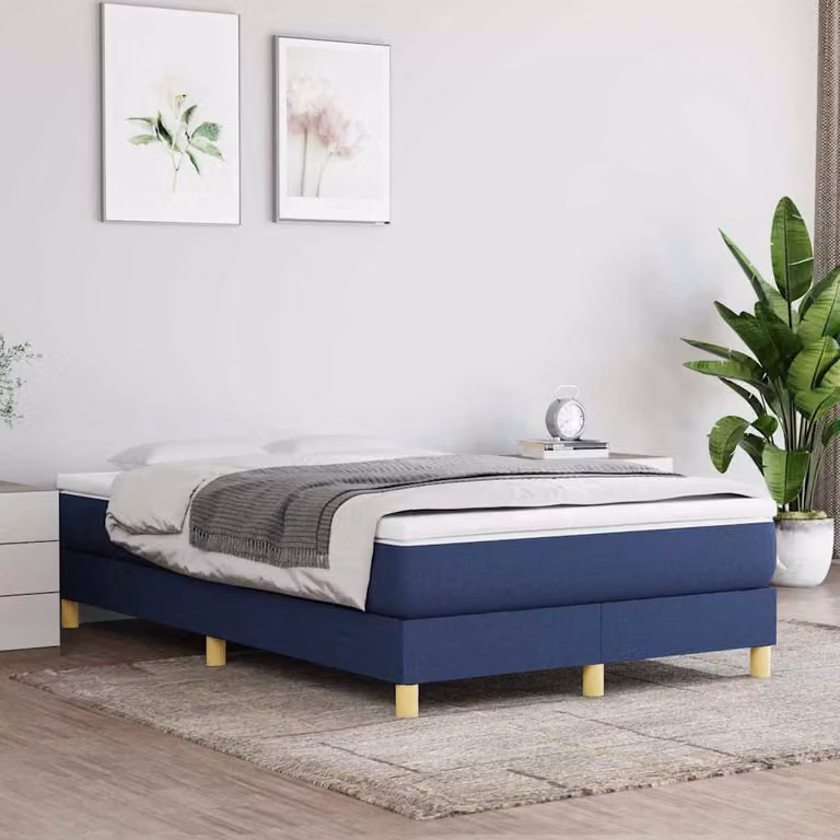 Struttura Letto a Rete a Molle vidaXL in Tessuto Blu con Doghe Curvate L: 200 cm, P: 120 cm, H: 25 cm