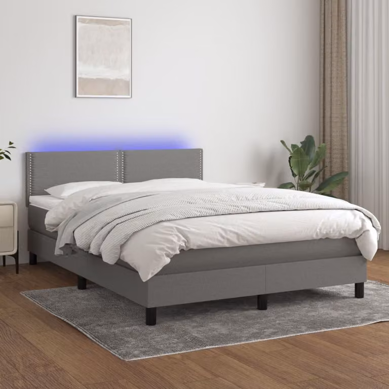 Maison Exclusive - Letto a Molle Materasso e LED Grigio Scuro 140x190cm in Tessuto