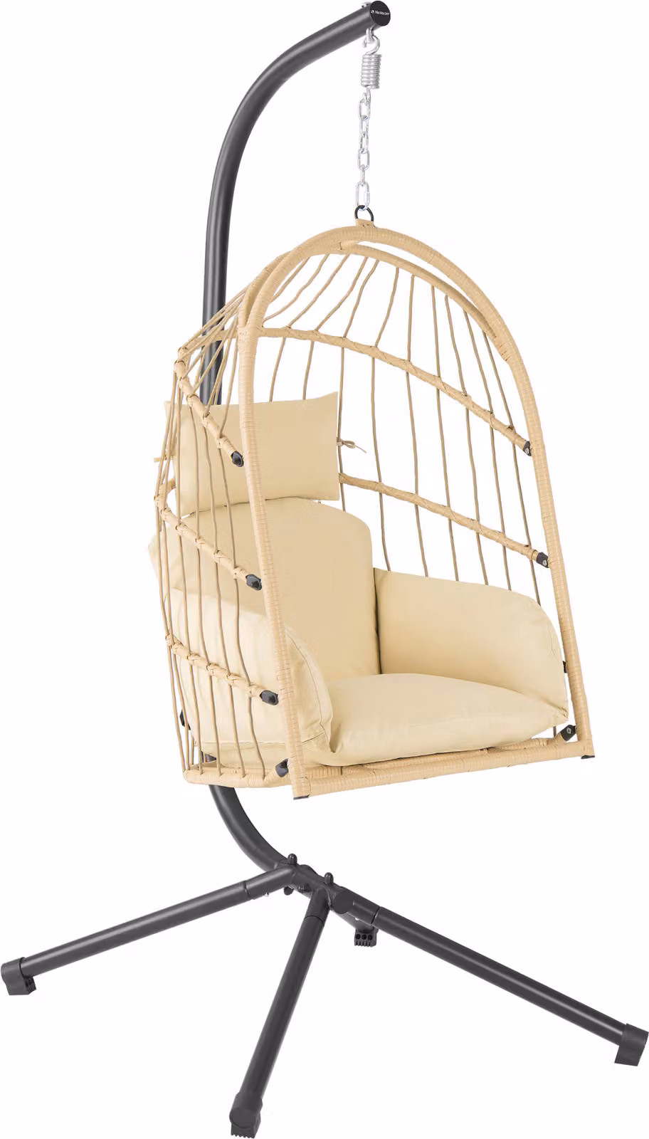 HinHocker sedia sospesa con struttura, crema, altalena sospesa per interni ed esterni, sedia a dondolo