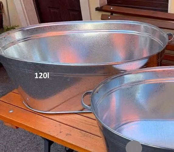 Vasca da bagno in zinco grande rotonda in metallo solido ovale capacità-120l