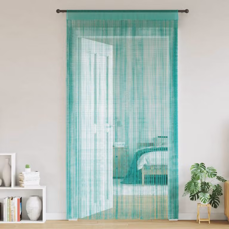 Set di 2 tende semitrasparenti vidaXL in poliestere, colore turchese, L: 100 cm, H: 250 cm
