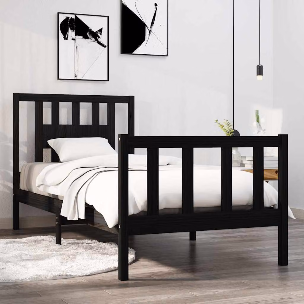 Giroletto vidaXL in legno massello di pino nero con doghe fisse, L/P/H: 195,5 x 81 x 100 cm