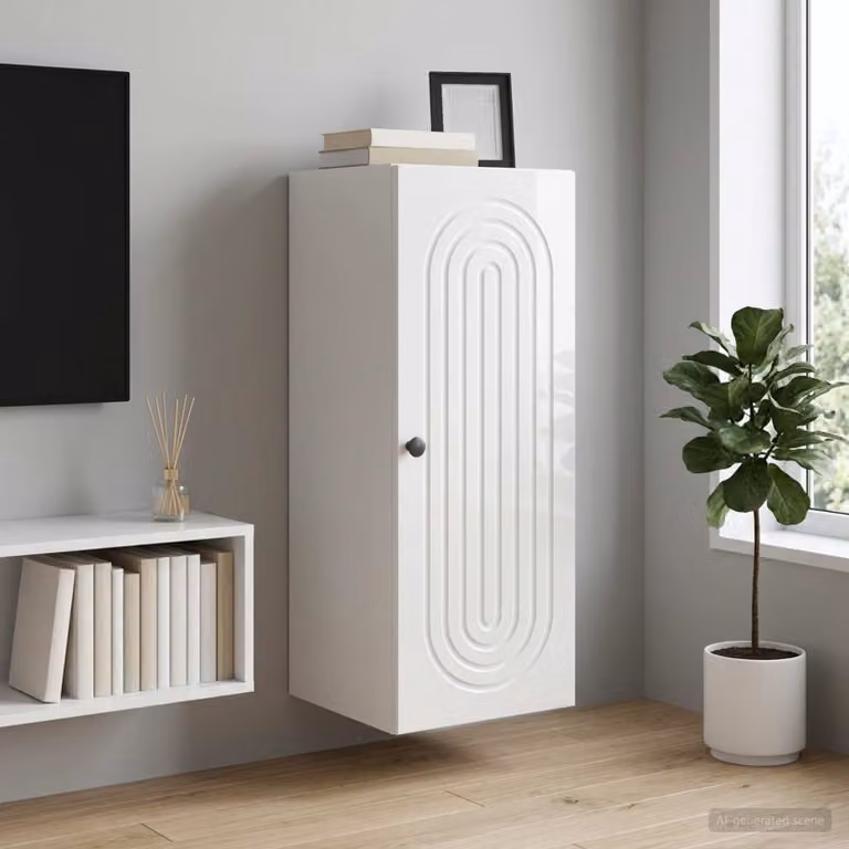 Mobiletto a muro vidaXL Bianco Lucido con ante a battente e ripiani interni L/P/H: 33 x 34,5 x 90 cm