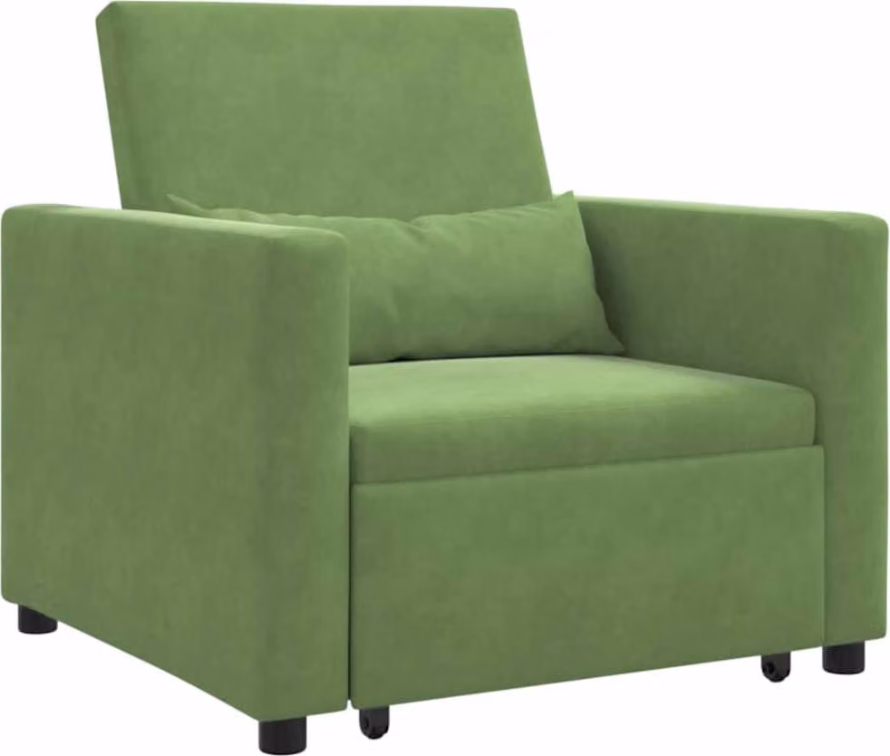 Divano letto estraibile singolo con ruote Verde chiaro Velluto