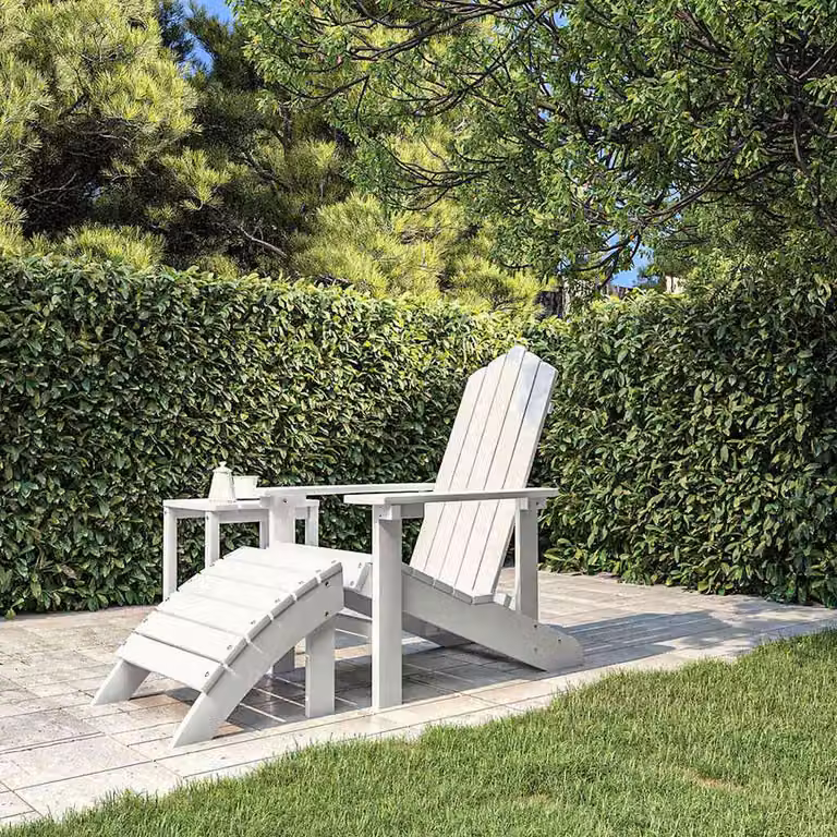 Sedia da giardino Adirondack con poggiapiedi vidaXL bianca in HDPE resistente ai raggi UV