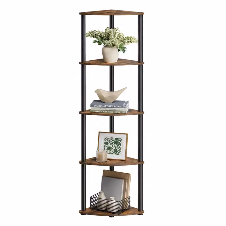 Scaffale angolare autoportante, Marrone vintage / 38,3 x 27 x 139 cm