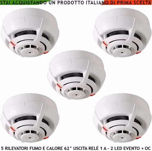 Rilevatore di fumo e temperatura Securvera Combi con sistema multicriterio antincendio a 5 sensori, colore bianco