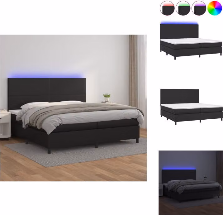 vidaXL Letto a molle con materasso e LED nero 200x200 cm in Similcuoio - Letti e strutture letto