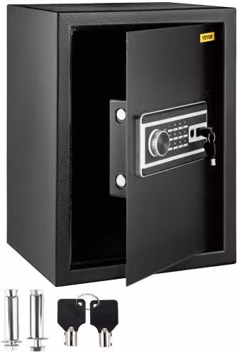 Cassaforte VEVOR con Sensore Impronte Digitali e Tastiera Digitale, Colore Nero, L/P/H: 35 x 47 x 30 cm