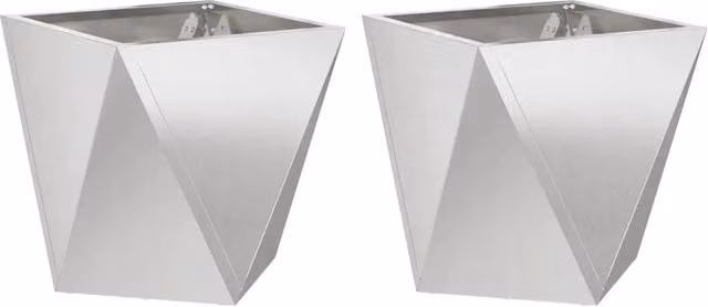 Set di 2 fioriere quadrate design moderno esterno 40 x 40 x 40 cm in acciaio inox argento 02_0053071