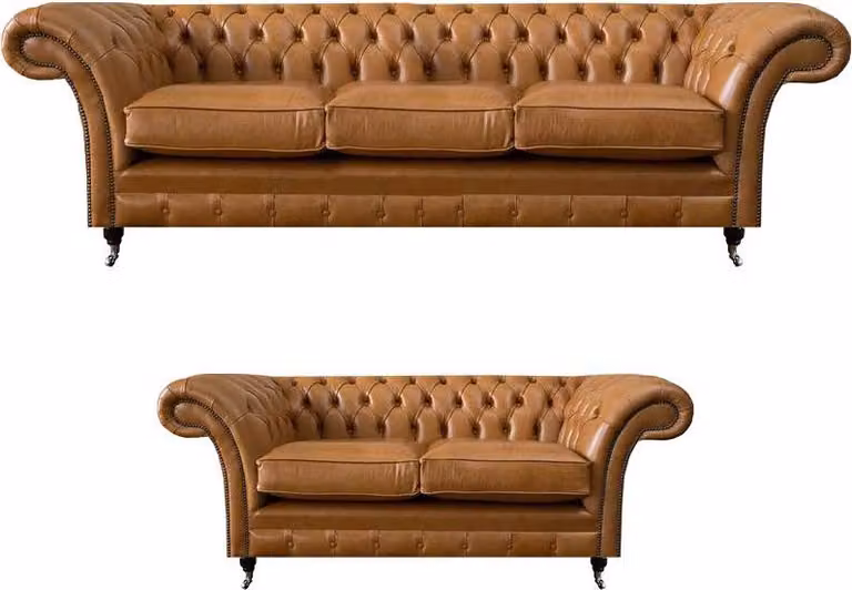 Luxuriöse Sofa Komplett Chesterfield Wohnzimmer Sofagarnitur 2x Sofas