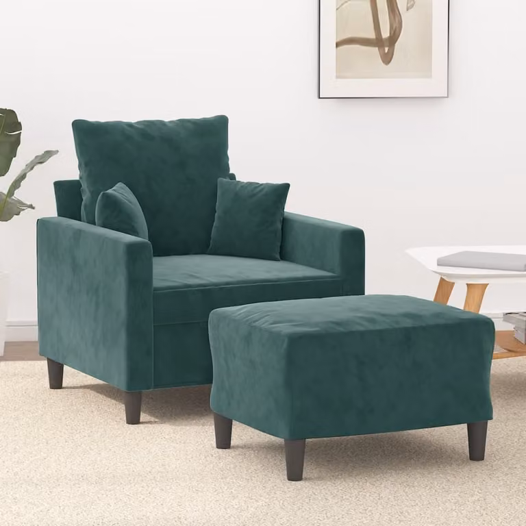 Maison Exclusive - Poltrona con poggiapiedi, verde scuro, 60 cm, velluto