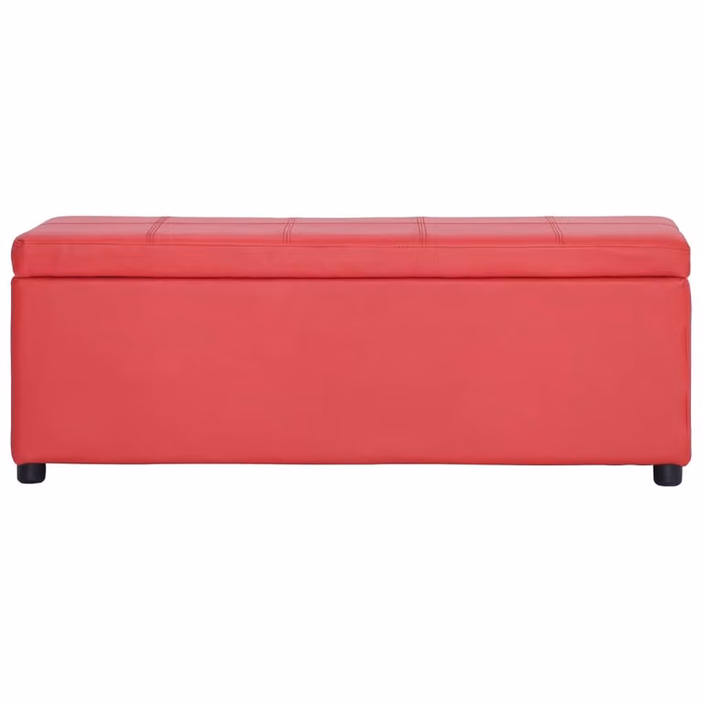 Panca con Vano Portaoggetti 116 cm Rosso in Pelle finta