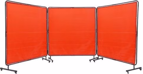 Schermo per Saldatura VEVOR a 3 Pannelli in Vinile Ignifugo con 12 Ruote Girevoli, Rosso, L/P/H: 180 x 180 x 180 cm