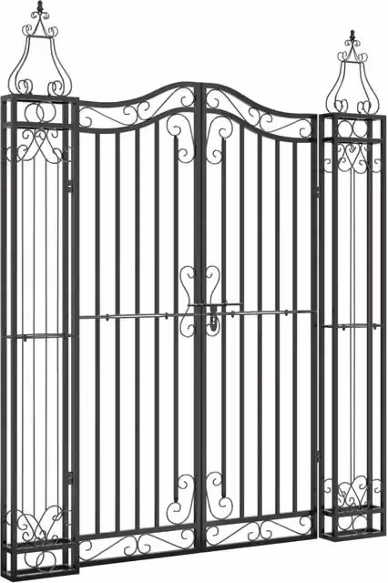 Cancello da Giardino a Due Ante in Ferro Battuto Nero DESIGN IN CFW5662964 L: 121 cm, P: 8 cm, H: 150 cm