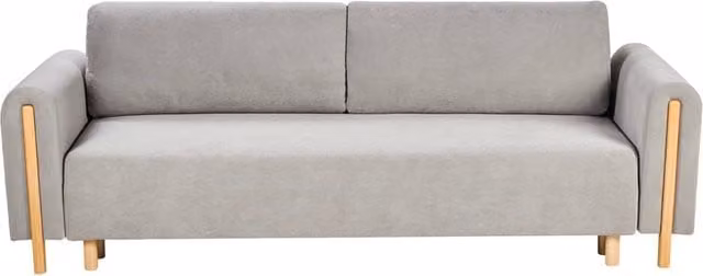 Divano letto Beliani IT in tessuto grigio con meccanismo click-clack e contenitore per soggiorno e camera da letto