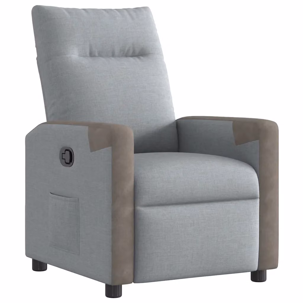 Poltrona Reclinabile Relax vidaXL in Tessuto Grigio con Braccioli e Regolazione Manuale – 2
