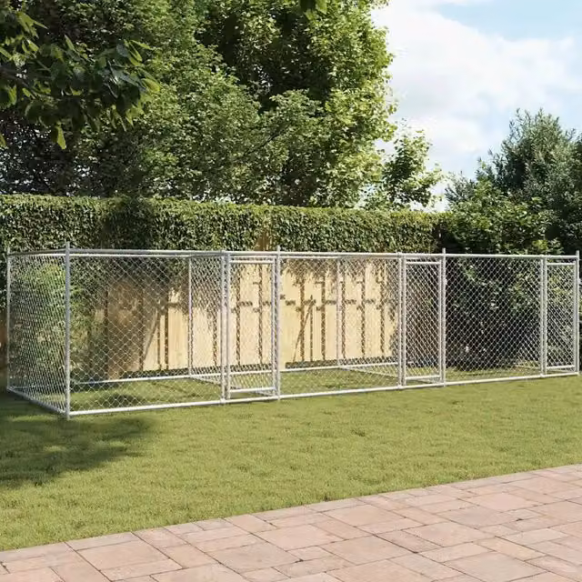 Gabbia per cani con porte vidaXL in acciaio zincato grigia L: 6 m, P: 2 m, H: 1,5 m – 1