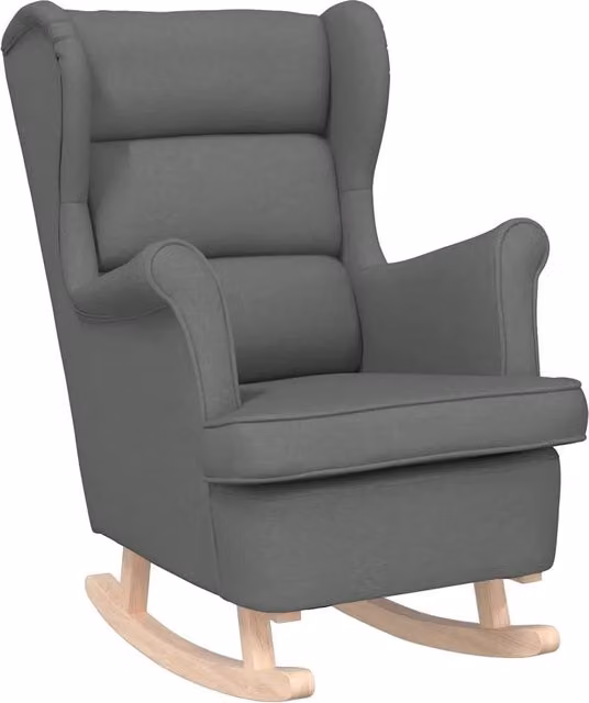 Poltrona | Sedia a Dondolo Grigio Scuro 74x90x102 cm in Tessuto