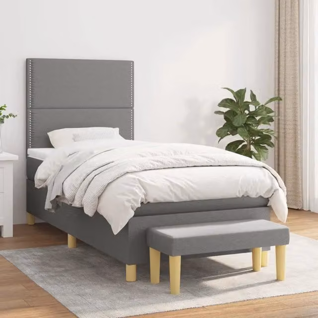 Letto Ibrido con Giroletto a Molle e Materasso vidaXL, Grigio e Bianco, L/P/H: 100 x 200 x 203 cm – 1